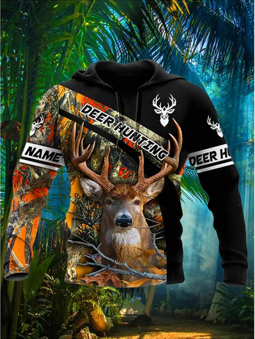 Maxcorners Customized Name Deer Hunting Orange 3D Shirt