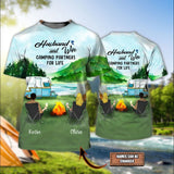 Maxcorners Husband and Wife Camping Partner Personalized Name Shirt All Over Print 3D