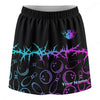 Maxcorners Customized Bowling Trouser Skirts With Shorts Underneath, Cyber Glow Bowling Pattern Skorts With Pockets