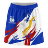 Maxcorners Customized Bowling Trouser Skirts With Shorts Underneath, Bowling Abstract Yellow Blue Stripes Skorts With Pockets