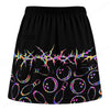 Maxcorners Customized Bowling Trouser Skirts With Shorts Underneath, Cyber Glow Bowling Pattern Skorts With Pockets