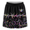 Maxcorners Customized Bowling Trouser Skirts With Shorts Underneath, Cyber Glow Bowling Pattern Skorts With Pockets