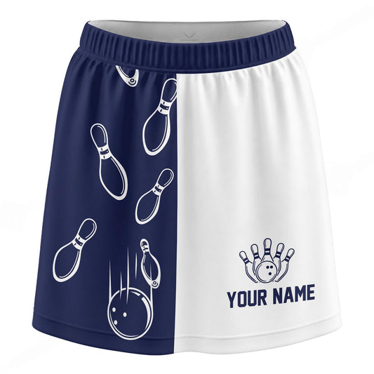 Maxcorners Customized Bowling Trouser Skirts With Shorts Underneath, Bowling Strikeout Multicolor Skorts With Pockets