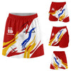Maxcorners Customized Bowling Trouser Skirts With Shorts Underneath, Bowling Abstract Yellow Blue Stripes Skorts With Pockets