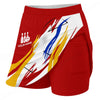 Maxcorners Customized Bowling Trouser Skirts With Shorts Underneath, Bowling Abstract Yellow Blue Stripes Skorts With Pockets