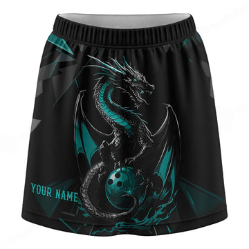 Maxcorners Customized Bowling Trouser Skirts With Shorts Underneath, Bowling Dragon On Ball Skorts With Pockets