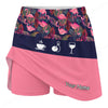 Maxcorners Customized Bowling Trouser Skirts With Shorts Underneath, Tropical Flamingo Pattern With Palm Leaves Skorts With Pockets
