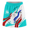 Maxcorners Customized Bowling Trouser Skirts With Shorts Underneath, Bowling Abstract Yellow Blue Stripes Skorts With Pockets