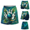 Maxcorners Customized Bowling Trouser Skirts With Shorts Underneath, Bowling Glowing Peacock Feather Skorts With Pockets