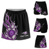 Maxcorners Customized Bowling Trouser Skirts With Shorts Underneath, Bowling Purple Flame Skorts With Pockets