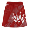 Maxcorners Customized Bowling Trouser Skirts With Shorts Underneath, Bowling Red And White Retro Skorts With Pockets