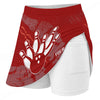 Maxcorners Customized Bowling Trouser Skirts With Shorts Underneath, Bowling Red And White Retro Skorts With Pockets