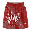 Maxcorners Customized Bowling Trouser Skirts With Shorts Underneath, Bowling Red And White Retro Skorts With Pockets