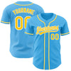 Maxcorners Custom Sky Blue Yellow-White Authentic Baseball Jersey LM2605