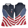 Maxcorners Christian American Flag Cross Golf Polo Shirt, Women's Golf Polo, Golf Tops For Women LM1507