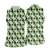Maxcorners Green And White Argyle Pattern St Patrick's Day Golf Shirt, Women's Golf Shirts, Ladies Golf Polos
