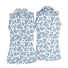 Maxcorners Blue Rose Floral Heart Pattern Golf Shirt, Women's Golf Tops, Golf Polo For Women LM1507