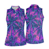 Maxcorners Purple Pink Tropical Palm Trees Golf Shirt, Golf Polo For Women, Printed Golf Shirt LM1507