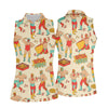 Maxcorners Beige Lucha Libre Mexican Wrestler Pattern Golf Shirt, Women's Golf Tops, Printed Golf Shirt LM1507