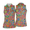 Maxcorners Colorful Abstract Circle Pattern Polo Shirt, Printed Golf Shirt, Hawaiian Golf Shirt, Women’s Golf Tops LM1507