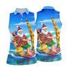 Maxcorners Santa And Reindeer Beach Surfing Christmas Golf Shirt, Women's Golf Tops, Hawaiian Golf Shirt LM1507
