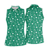 Maxcorners Stick Figure Golf Pose St Patrick's Day Shamrock Green Golf Shirt, Women's Golf Tops, Ladies Golf Polos