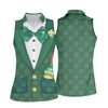 Maxcorners St Patrick's Day Green Shamrock Suit Whiskey Golf Print Golf Shirt, Women's Golf Tops, Ladies Golf Polos