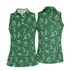 Maxcorners Stick Figure Golf Pose Shamrock Golf Shirt, St Patrick's Day Ladies Golf Polos, Golf Shirt For Women