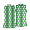 Maxcorners St Patrick's Day Shamrock Argyle Pattern Green And White Argyle Golf Shirt, Women's Golf Tops, Ladies Golf Polos