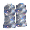 Maxcorners Silver Marble Golf Shirt, Futuristic Holographic Wave Pattern, Golf Shirt For Women LM1507