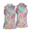 Maxcorners Vibrant Paisley Floral Patchwork Golf Polo Shirt, Ladies Golf Shirt, Golf Tops For Women LM1507