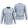 Maxcorners Navy Fish Pattern Fishing UPF Shirts, Men's Fishing Shirts Long Sleeve, Presents For Fishermen