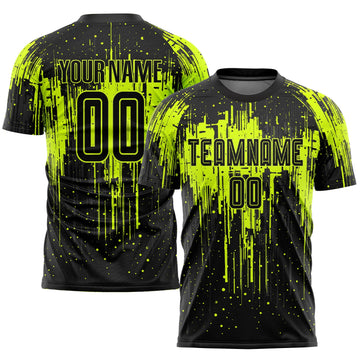 Maxcorners Custom Neon Green Black Sublimation Soccer Uniform Jersey LM2605