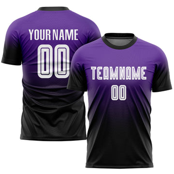 Maxcorners Custom Purple White-Black Sublimation Fade Fashion Soccer Uniform Jersey LM2605