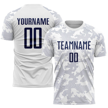 Maxcorners Custom White Navy Sublimation Soccer Uniform Jersey LM2605