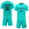 Maxcorners Custom Aqua Black Sublimation Soccer Uniform Jersey LM2605