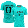 Maxcorners Custom Aqua Black Sublimation Soccer Uniform Jersey LM2605