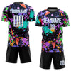 Maxcorners Custom Graffiti Pattern White-Light Blue Sublimation Soccer Uniform Jersey LM2605