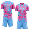 Maxcorners Custom Pink Light Blue-White Sublimation Soccer Uniform Jersey LM2605
