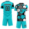 Maxcorners Custom Aqua Black-White Sublimation Soccer Uniform Jersey LM2605