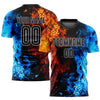 Maxcorners Custom Figure Black-White Flame Sublimation Soccer Uniform Jersey LM2605