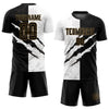 Maxcorners Custom Graffiti Pattern Black-Old Gold Scratch Sublimation Soccer Uniform Jersey LM2605