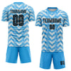 Maxcorners Custom Light Blue Black-White Home Sublimation Soccer Uniform Jersey LM2605