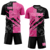Maxcorners Custom Graffiti Pattern Pink Black-White Scratch Sublimation Soccer Uniform Jersey LM2605