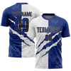 Maxcorners Custom Graffiti Pattern Royal White-Old Gold Scratch Sublimation Soccer Uniform Jersey LM2605