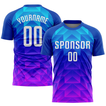 Maxcorners Custom Royal White Light Blue-Hot Pink Sublimation Soccer Uniform Jersey LM2605