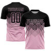 Maxcorners Custom Light Pink Black Sublimation Soccer Uniform Jersey LM2605