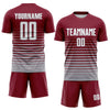 Maxcorners Custom Crimson White-Gray Gradient Pinstripe Sublimation Soccer Uniform Jersey LM2605