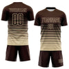 Maxcorners Custom Brown Cream Gradient Pinstripe Sublimation Soccer Uniform Jersey LM2605