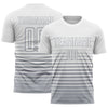 Maxcorners Custom White Gray Gradient Pinstripe Sublimation Soccer Uniform Jersey LM2605